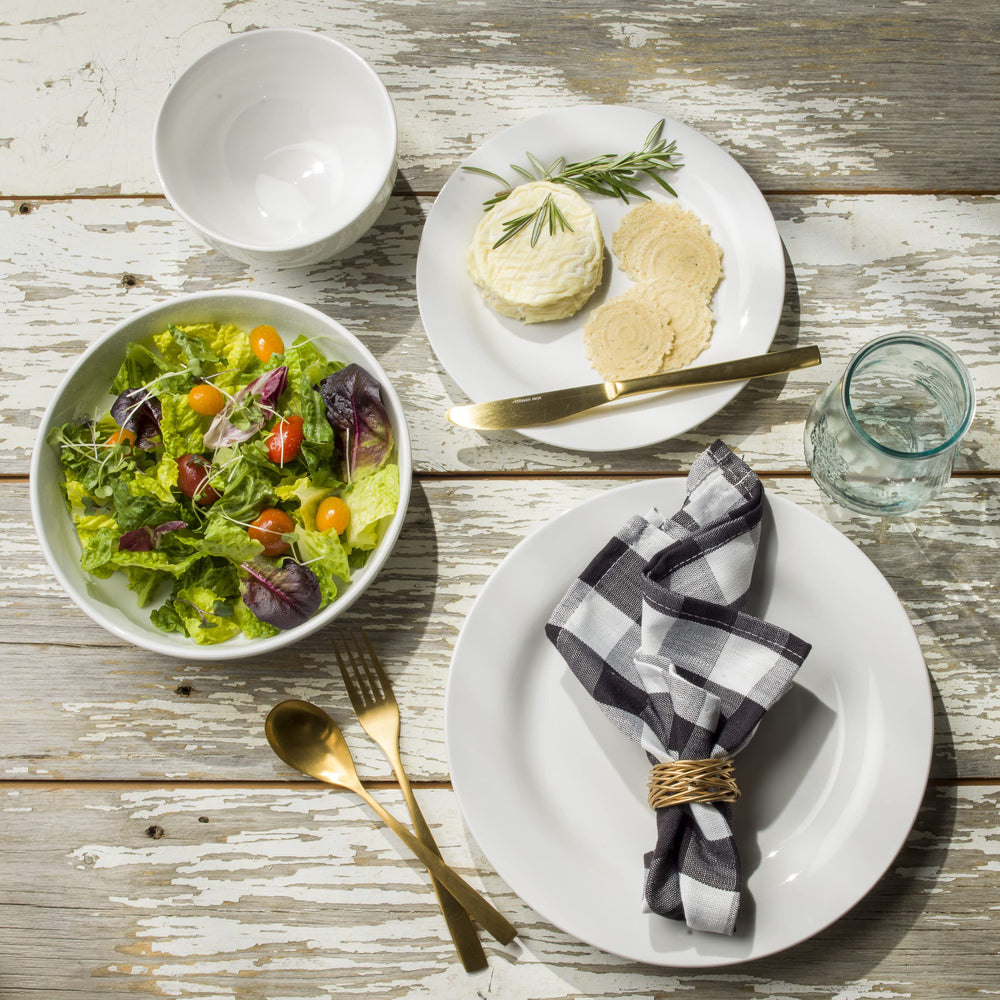 Euro Ceramica MontBlanc 16 Piece Double Bowl Porcelain Dinnerware Set ;With 4-PC - Diamond Home USA
