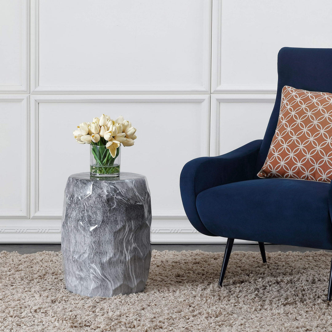 Ceramic Decorative Garden Stool Black Modern Contemporary Glossy