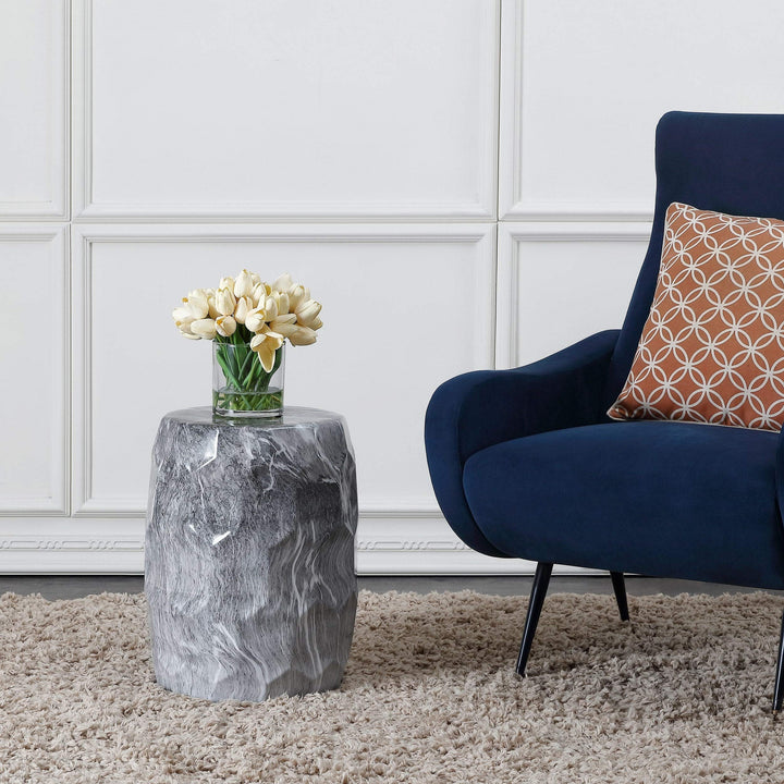 Ceramic Decorative Garden Stool Black Modern Contemporary Glossy