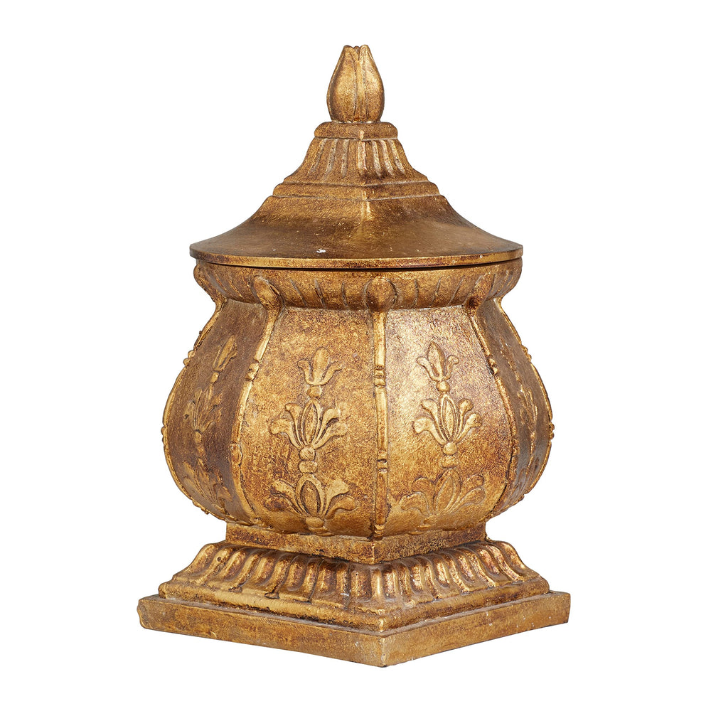 Gold Polystone Traditional Decorative Jar 12 X 8 Stoneware Medium - Diamond Home USA