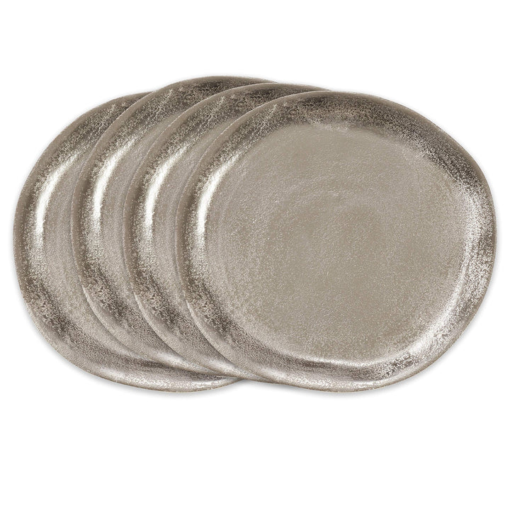 Aluminum Charger Plates (Set Of 4) Silver Round Metal - Diamond Home USA
