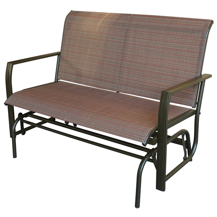 Cozy Two Rocking Love Seats Glider Swing Bench/Rocker with Textilence Tan Metal - Diamond Home USA
