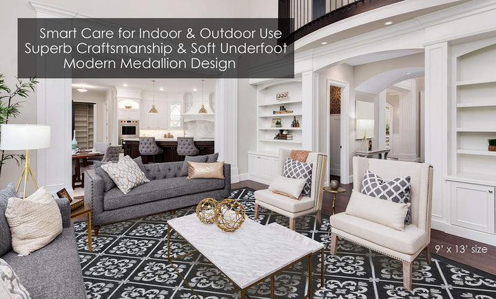 Gertmenian Indoor Outdoor Classic Flatweave Area Rug Stain & UV Resistant Carpet