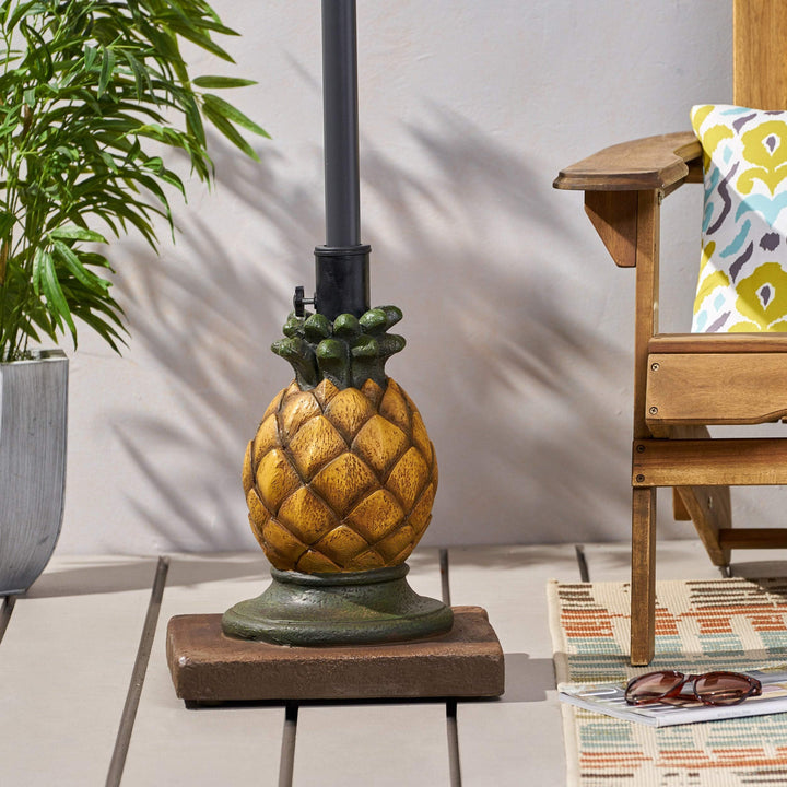 Pineapple Umbrella Base by - 14.00" W X L 18.00" H Yellow Iron