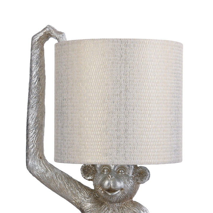 Silver Monkey Table Lamp Finish Metallic Champagne Fabric Shade - Diamond Home USA