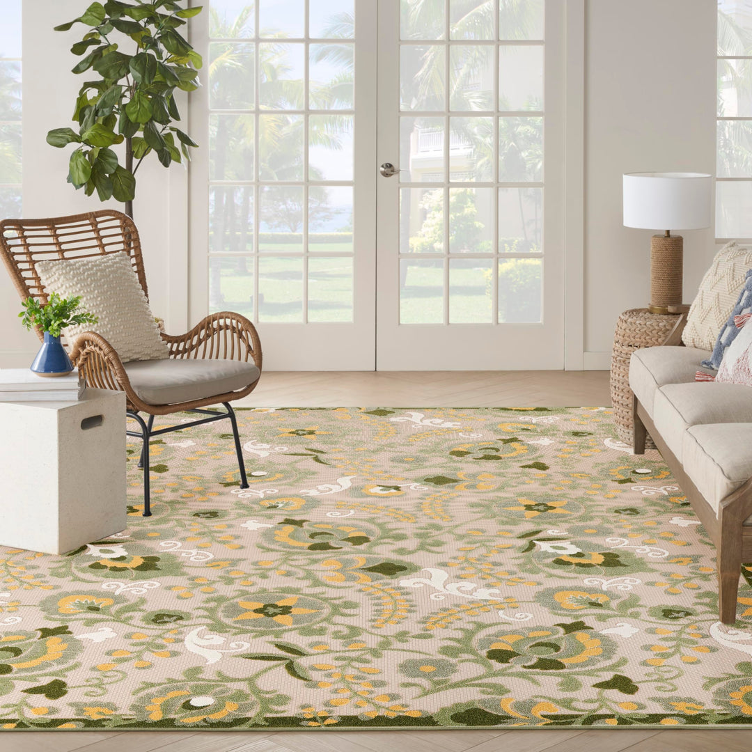 5'3 x 7'5 Indoor Outdoor Floral Color Area Rug Polypropylene