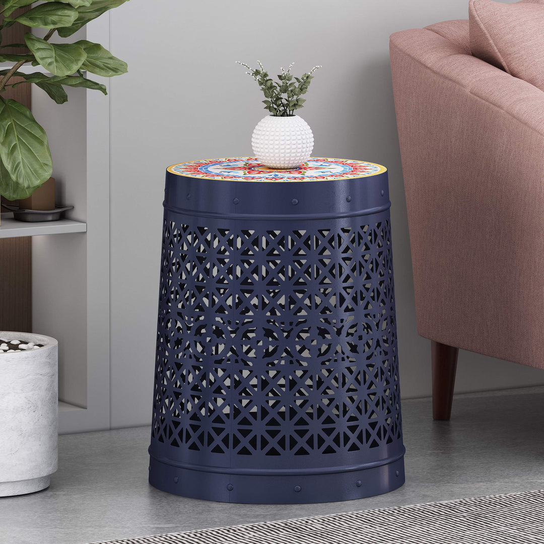 Christopher Knight Home Howard Indoor Lace Cut Side Table with Tile Top Dark - Diamond Home USA
