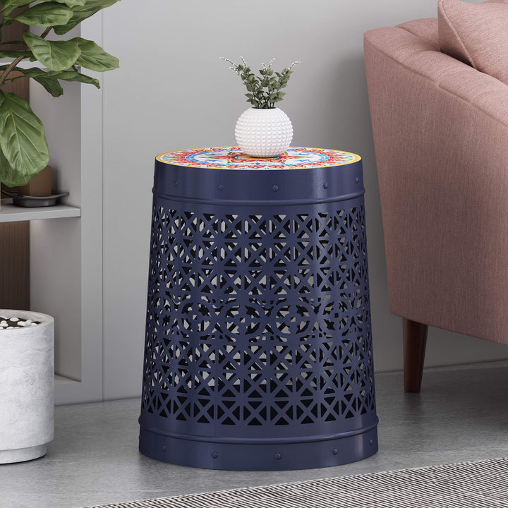 Christopher Knight Home Howard Indoor Lace Cut Side Table with Tile Top Dark - Diamond Home USA