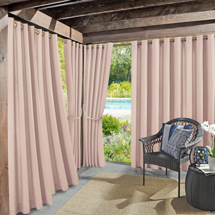 Sun Zero Marina Indoor/Outdoor UV Protectant Energy Efficient Grommet Curtain Rose Quartz - 54 x 84