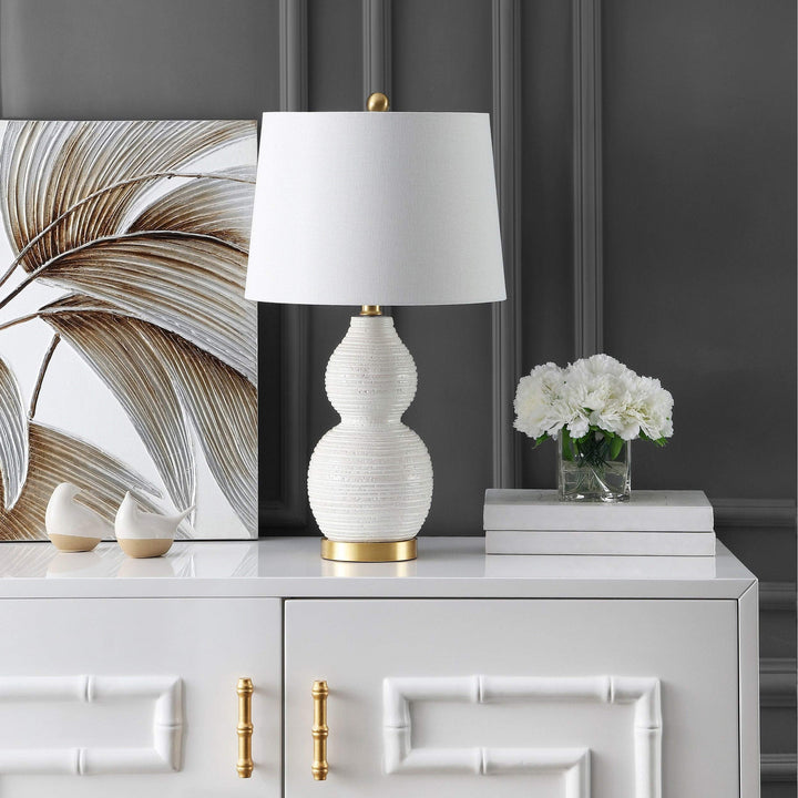 Lighting 25-inch White Led Table Lamp - 14" W X L 25.5" H Modern Contemporary