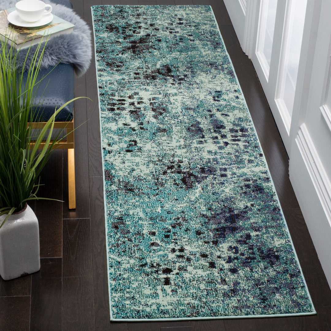 SAFAVIEH Monaco Collection Runner Rug - 2'2" x 8' Grey & Light Blue Boho Chic - Diamond Home USA
