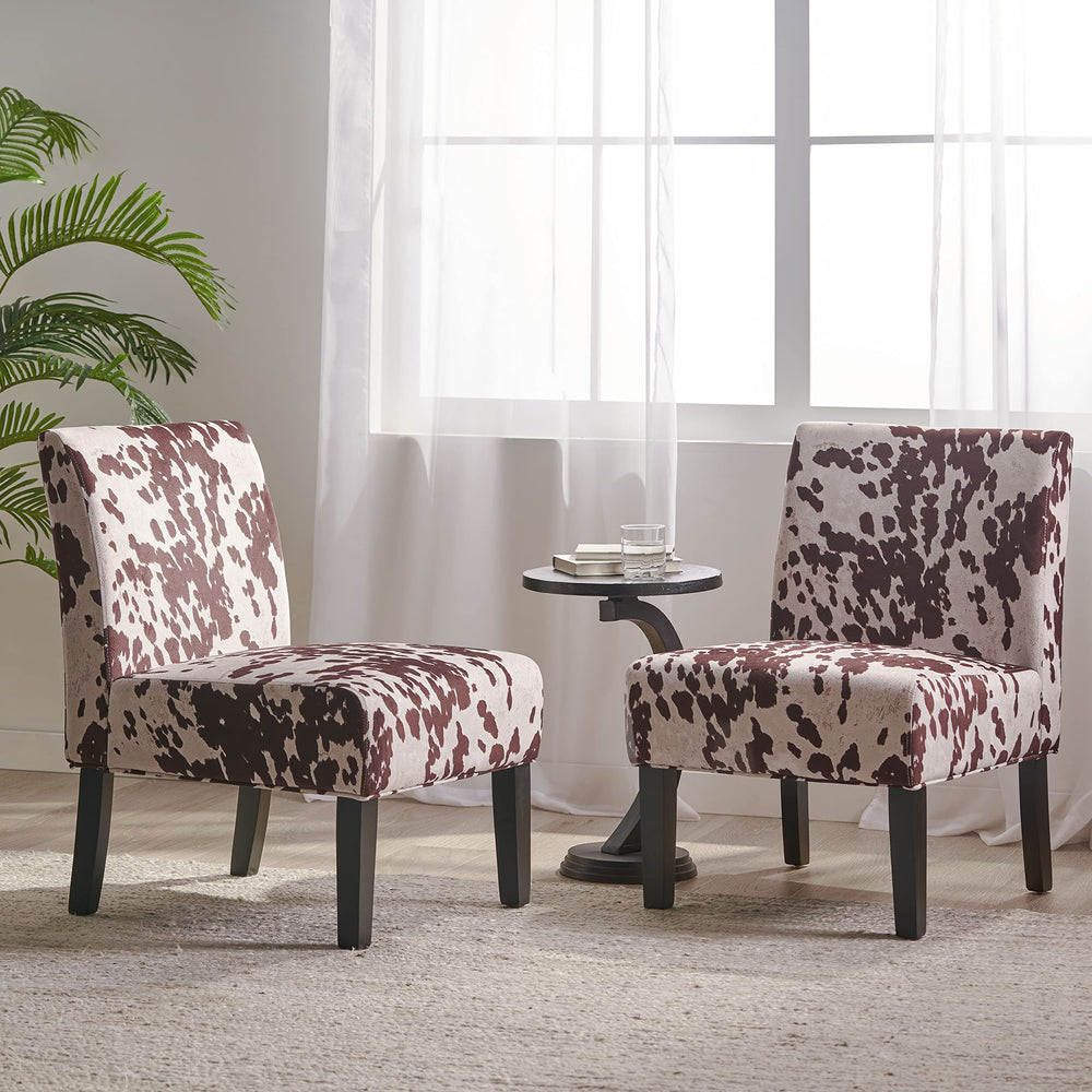 Christopher Knight Home Kassi Fabric Accent Chairs 2-Pcs Set Milk Cow - Diamond Home USA