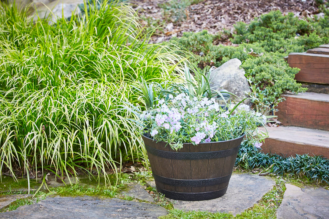 Southern Patio 22.5" Whiskey Barrel Outdoor Planter with Wheels Drainage Hole - Diamond Home USA