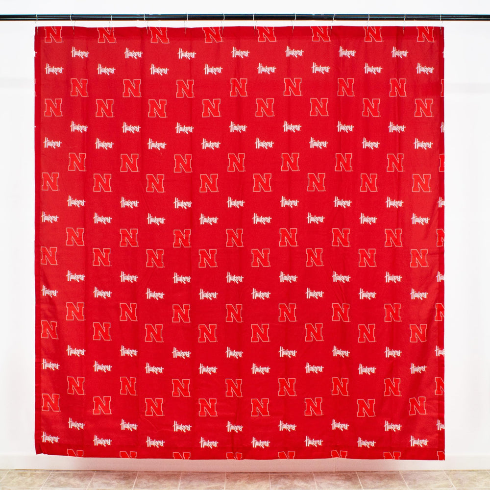 Nebraska Cornhuskers Printed Shower Curtain Cover 70" X 72" Red Sports - Diamond Home USA