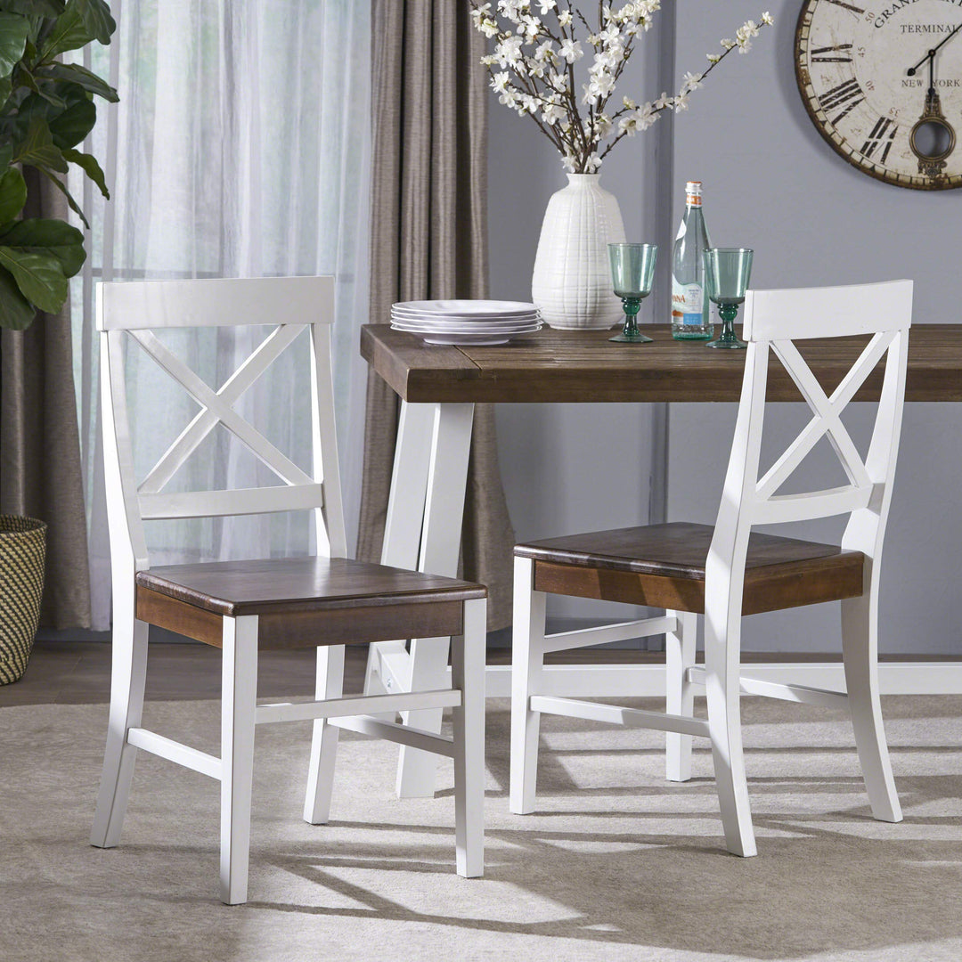 Christopher Knight Home Roshan Farmhouse Acacia Wood Dining Chairs White / - Diamond Home USA