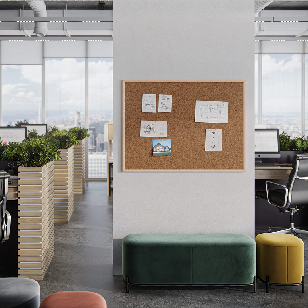 U Brands Cork Bulletin Board 35 x 47 Inches Light Birch Wood Frame (003U00-01) - Diamond Home USA