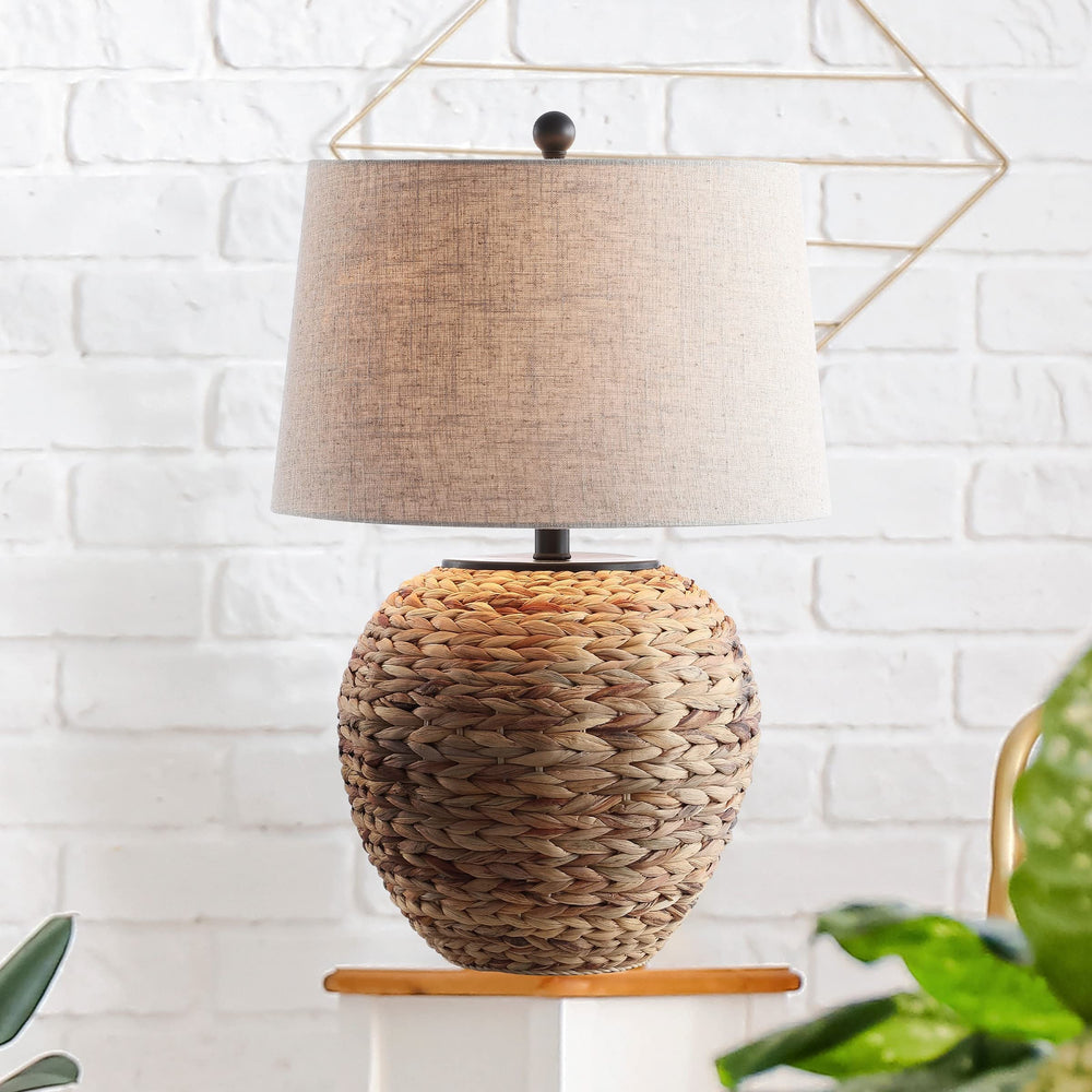 24.5" Banana Leaf Basket Led Table Lamp tural Black Brown Bohemian Eclectic Natural - Diamond Home USA