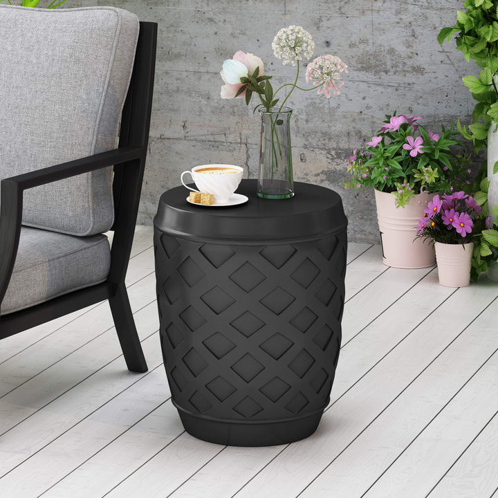 Christopher Knight Home Bordeaux Outdoor Contemporary Side Table Matte Black - Diamond Home USA