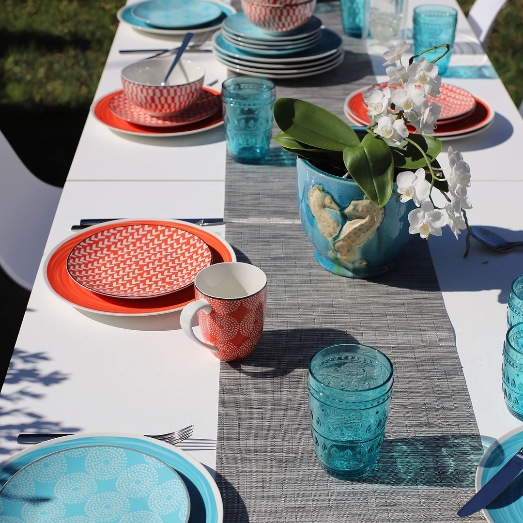 Euro Ceramica Simpatico 16 Piece Stoneware Dinnerware Set ; Opulent Orange - Diamond Home USA