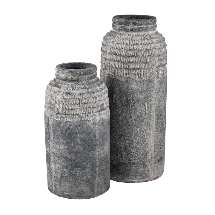 Vase Medium Grey Transitional Ceramic - Diamond Home USA