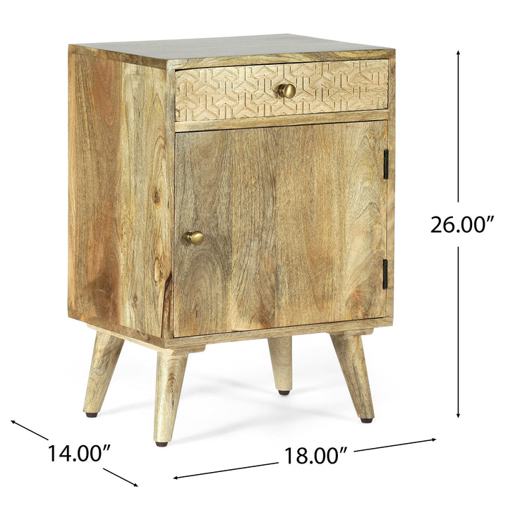 Boho Handcrafted Mango Wood Nightstand with Storage tural Bohemian Eclectic - Diamond Home USA