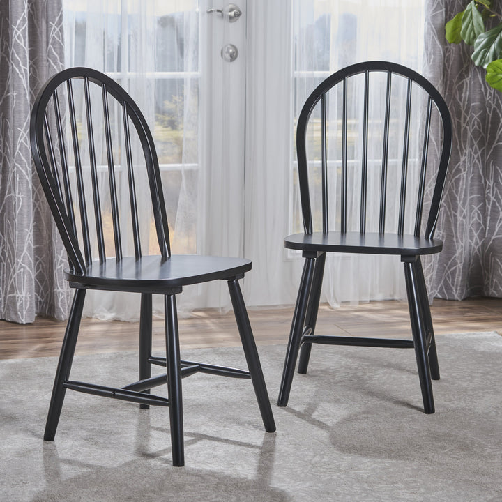 Christopher Knight Home eclan Farmhouse Cottage High Back Spindled Rubberwood Black - Diamond Home USA