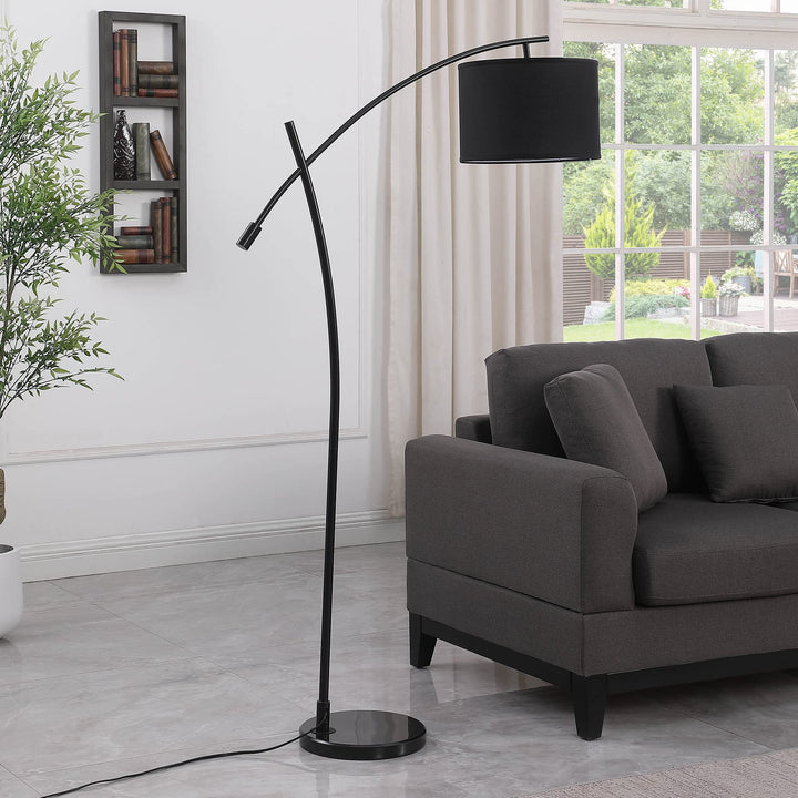 ORE HBL2779 Oscar Pendulum Style White Metal Floor Lamp On White Marble Base 65" Black - Diamond Home USA