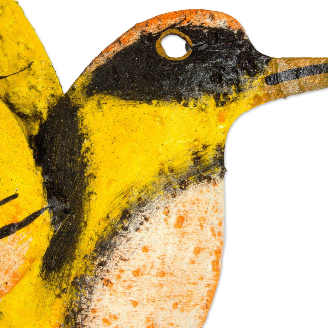 Handmade Iron 'Little Yellow Hummingbird' Wall Sculpture (exico) Green Purple - Diamond Home USA