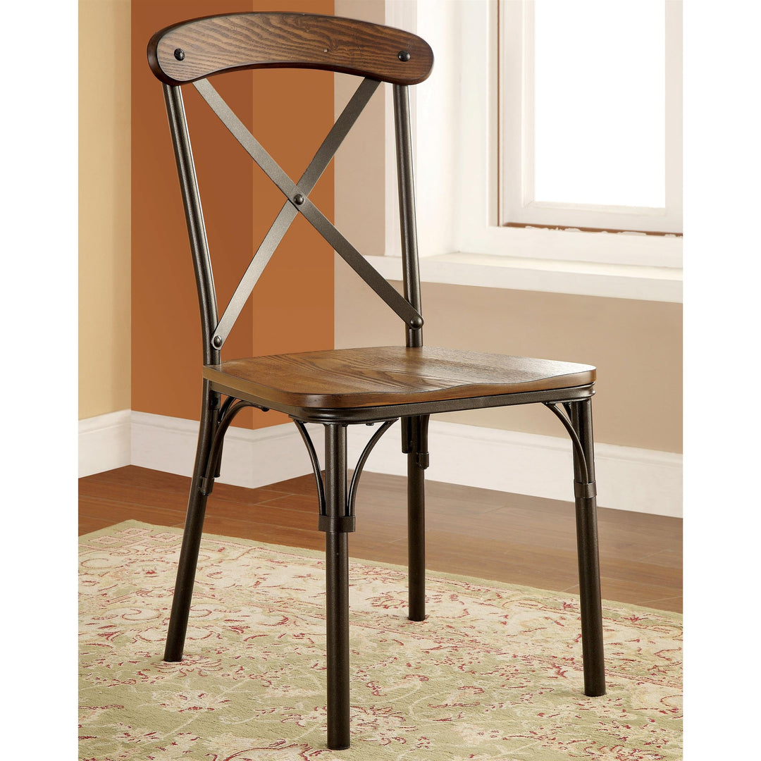 Furniture of America Rizal Industrial Metal Cross-Back Side Chair Set of 2 for - Diamond Home USA