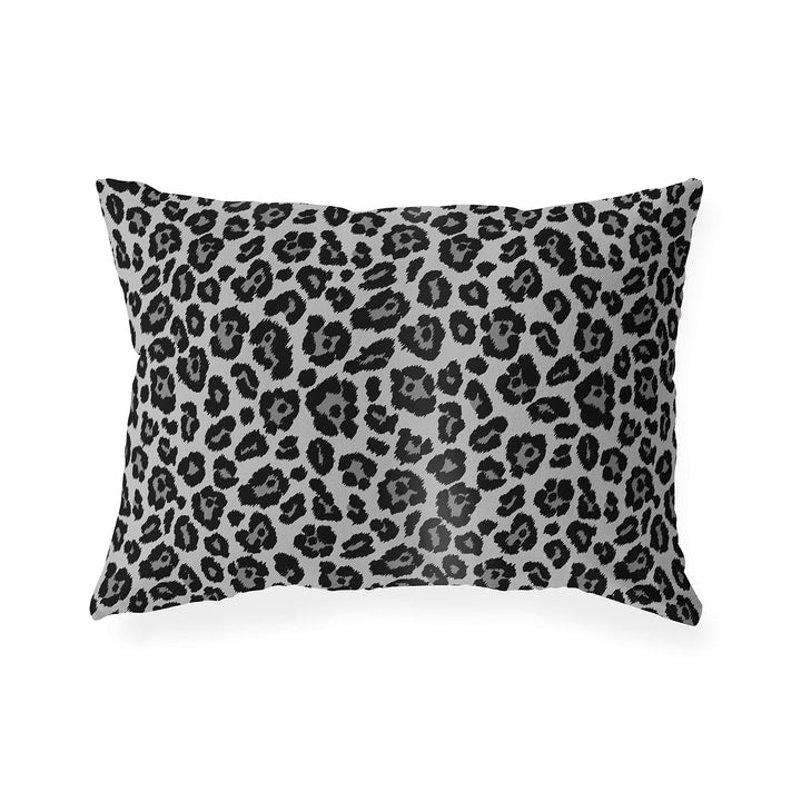 Leopard Print Black Lumbar Pillow Black Animal Modern Contemporary Polyester