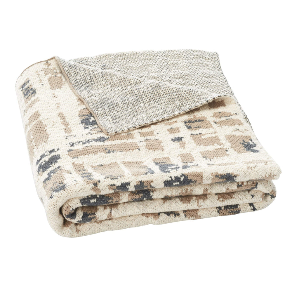50 X 60-inch Cotton Throw Blanket Black Brown Geometric Modern Contemporary - Diamond Home USA