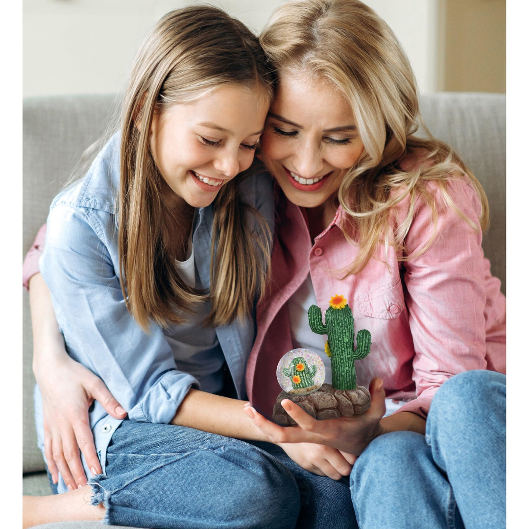 Cactus Snow Globe Figurine with Sparkling Glitter 45mm 3.5â€³lx2â€³wx4.3â€³h - Diamond Home USA