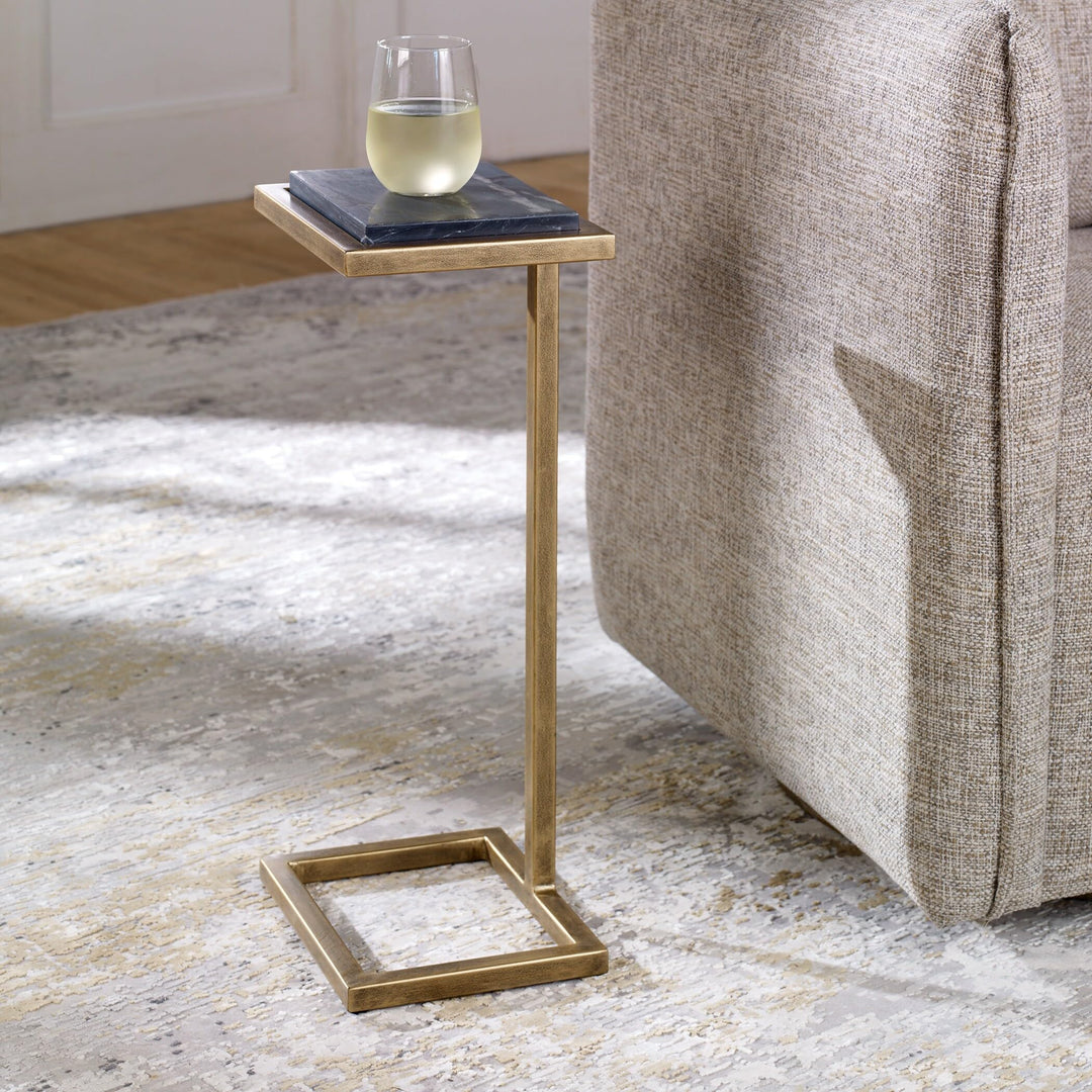 Black Martini End Table 8" d X 10" w 23" h Gold Casual Modern Contemporary - Diamond Home USA