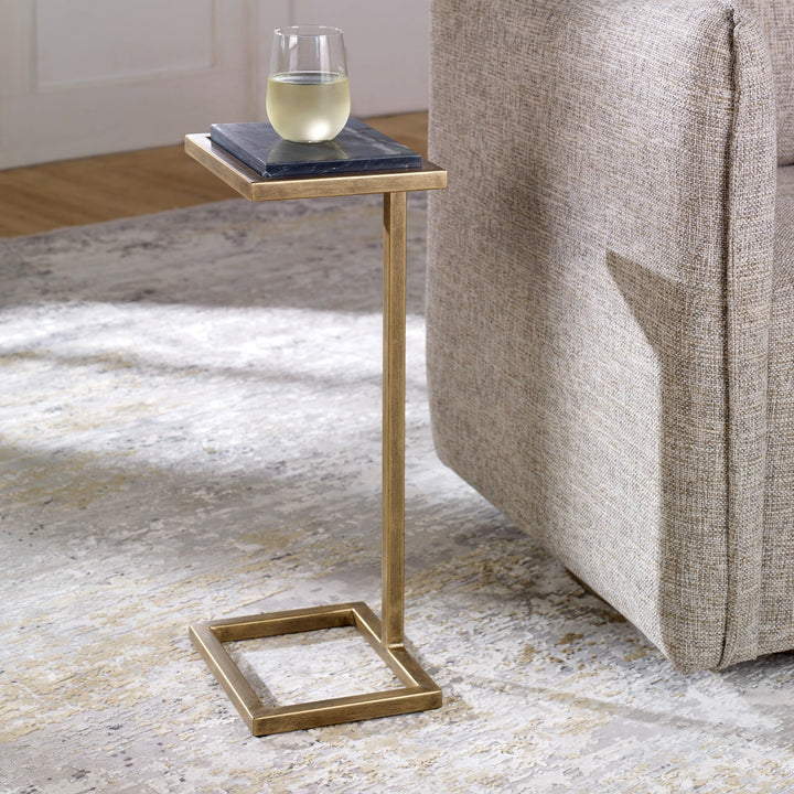Black Martini End Table 8" d X 10" w 23" h Gold Casual Modern Contemporary - Diamond Home USA