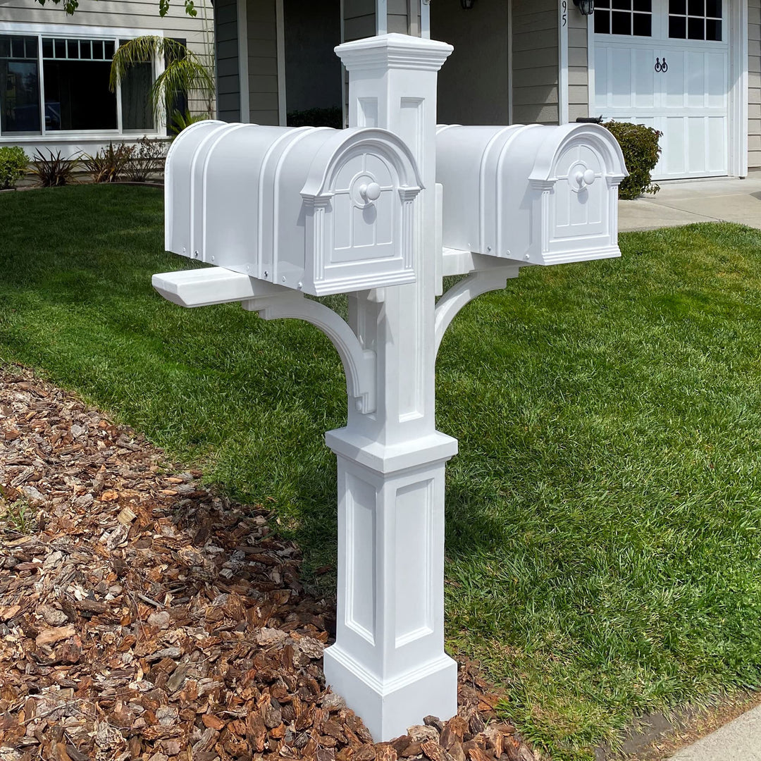 Mayne 5814-W White Newport Plus Double Mail Post - Diamond Home USA