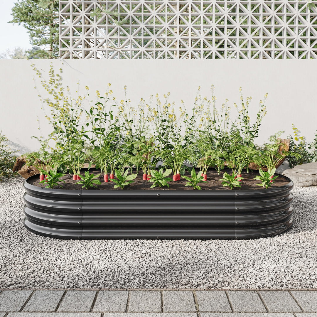 Raised Garden Bed Outdoor Oval Large Metal Planter for Plants Vegetables and