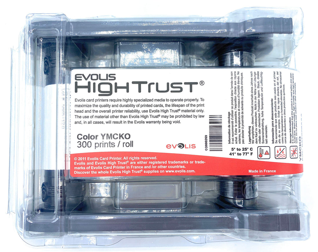 Evolis Primacy High Trust R5F008AAA Color Ribbon Kit YMCKO 300 Prints - Straight
