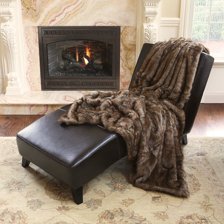 Oversize Faux Fur Coyote Throw Blanket Aurora Home THROW-COYOTE-84 60 in Wide x - Diamond Home USA