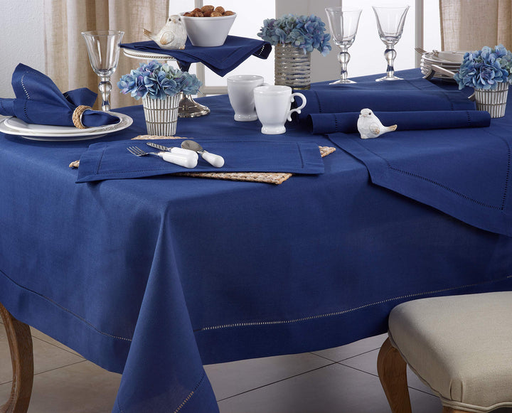 SARO LIFESTYLE 6306.NB70120B Rochester Collection Tablecloth with Hemstitched 70"x120" - Diamond Home USA