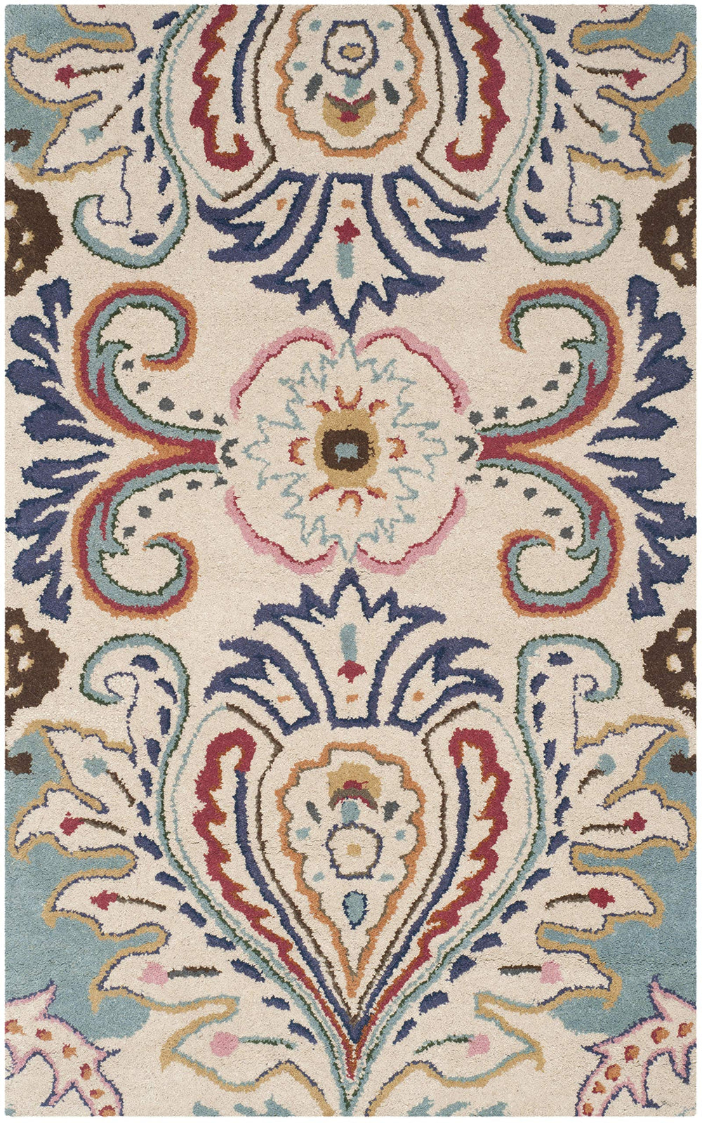 SAFAVIEH Bella Collection 3' x 5' Ivory/Blue BEL118A Handmade Boho Premium - Diamond Home USA
