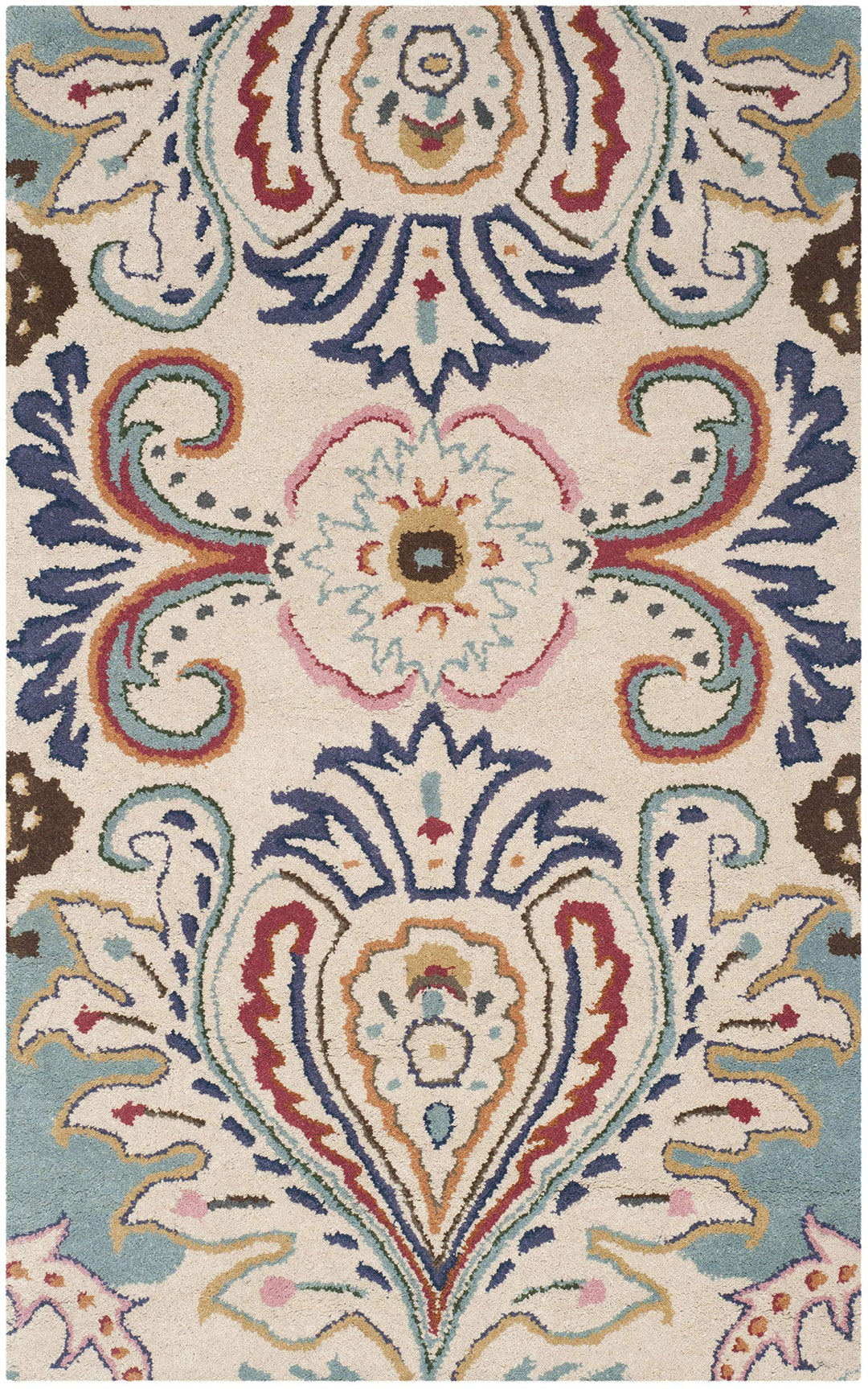SAFAVIEH Bella Collection 3' x 5' Ivory/Blue BEL118A Handmade Boho Premium - Diamond Home USA