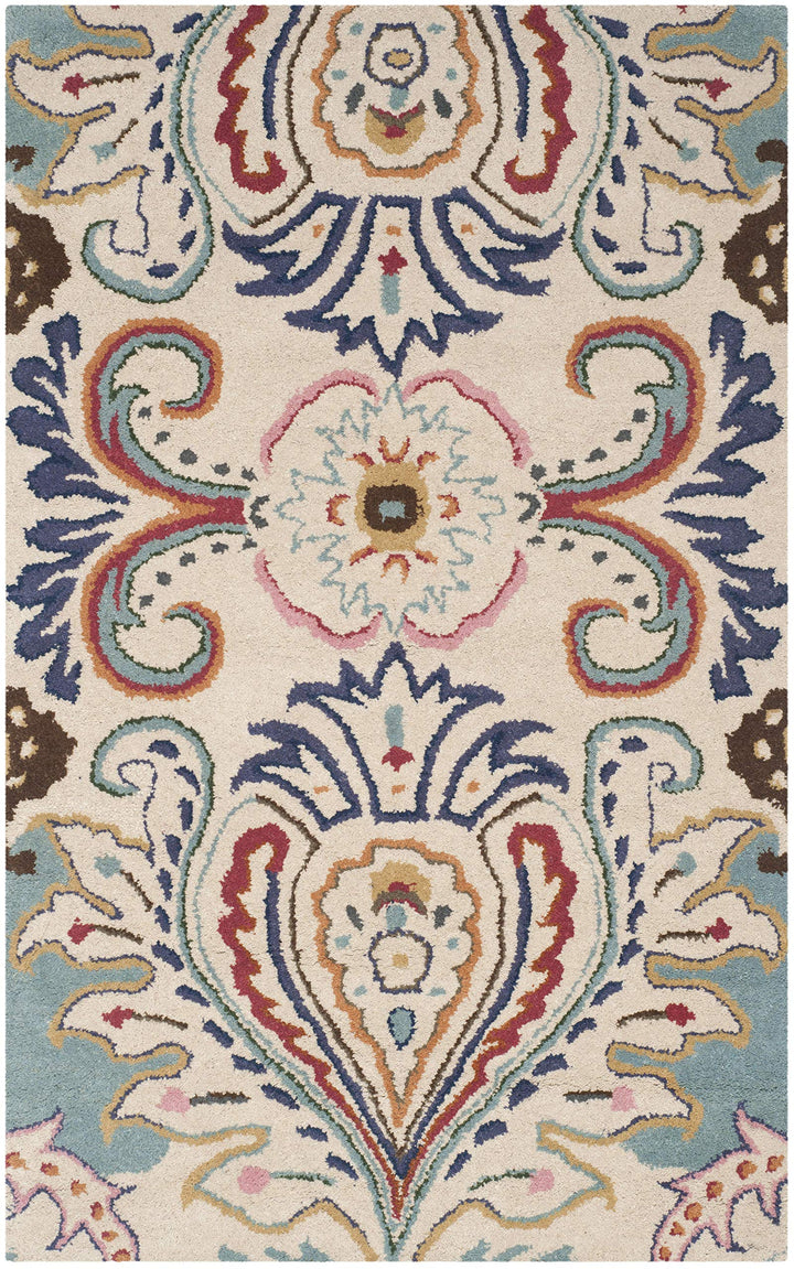 SAFAVIEH Bella Collection 3' x 5' Ivory/Blue BEL118A Handmade Boho Premium - Diamond Home USA