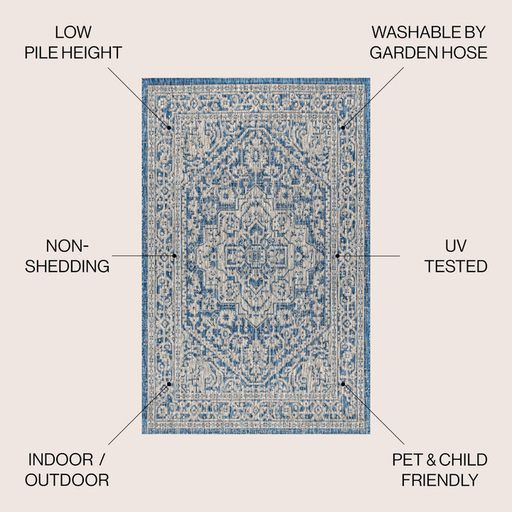 JONATHAN Y Rozetta Medallion Textured Weave Indoor/Outdoor Area Rug