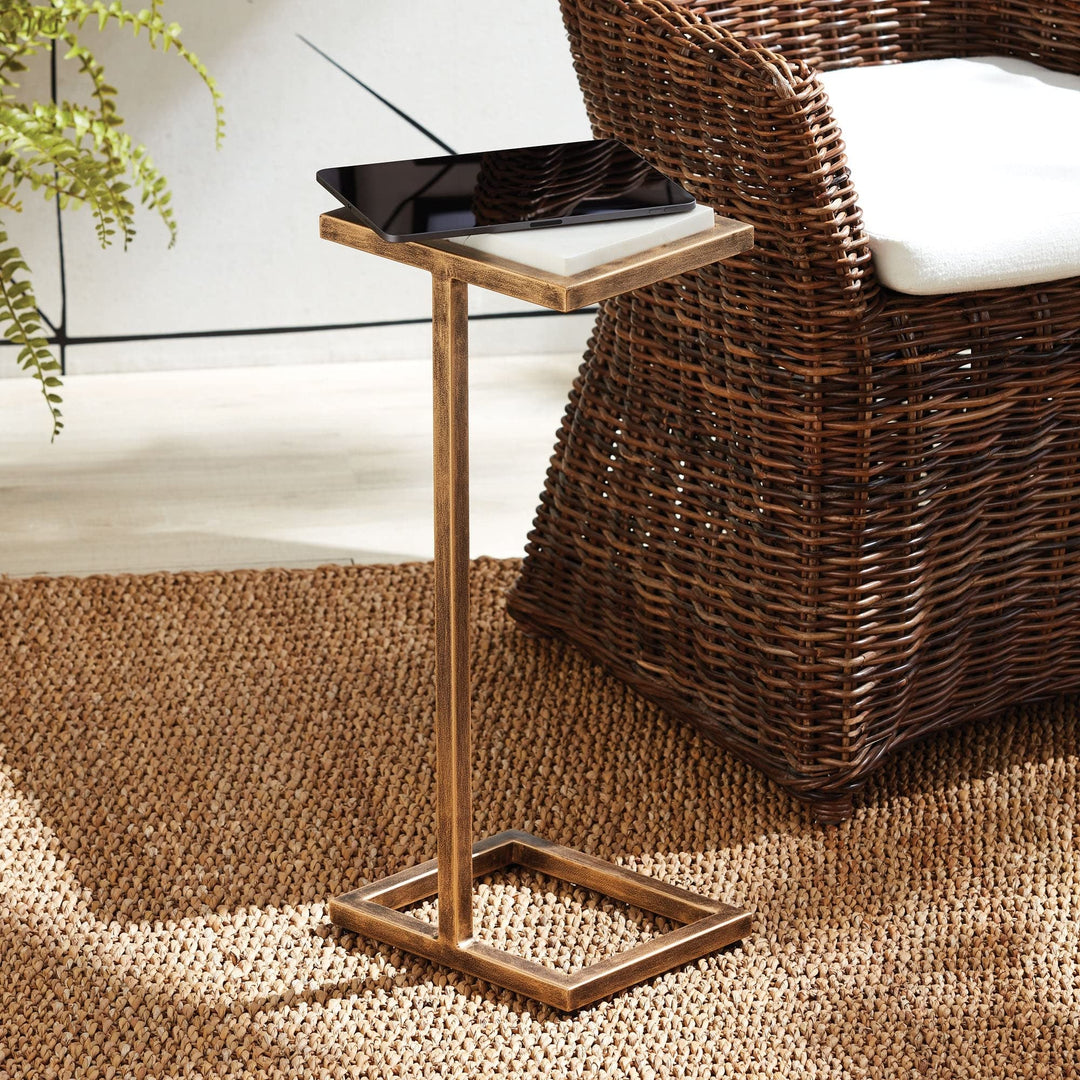 Accent Table Gold Modern Contemporary Rectangular Brass Finish - Diamond Home USA