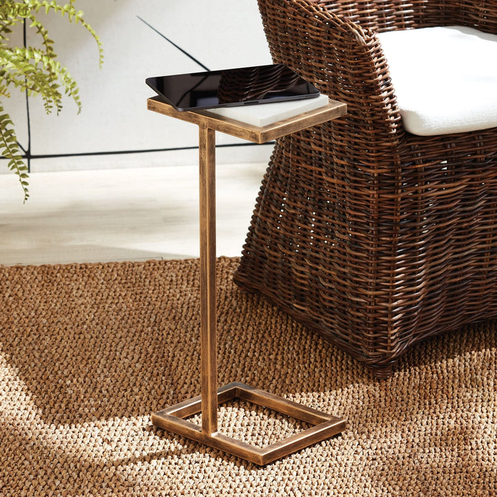 Accent Table Gold Modern Contemporary Rectangular Brass Finish - Diamond Home USA