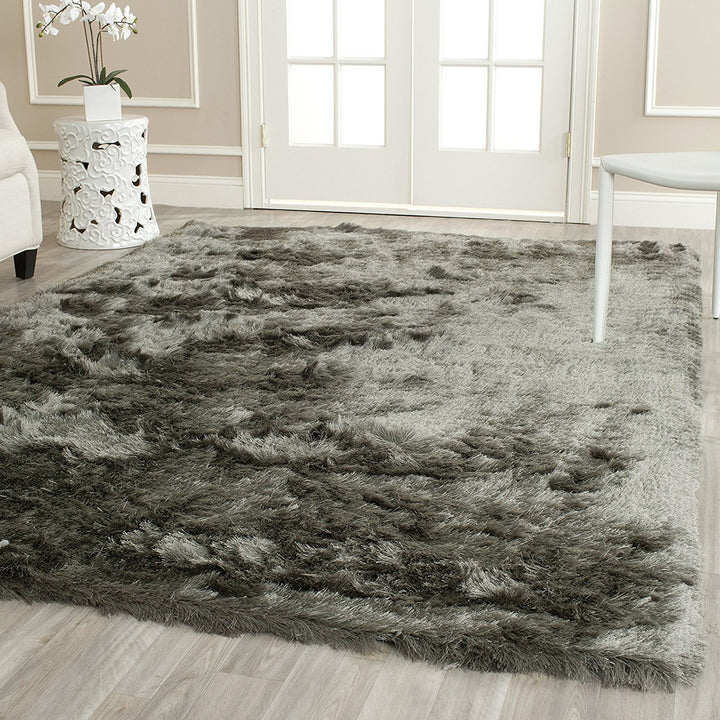 SAFAVIEH Paris Shag Collection Accent Rug - 2' x 3' Titanium Handmade Silken - Diamond Home USA