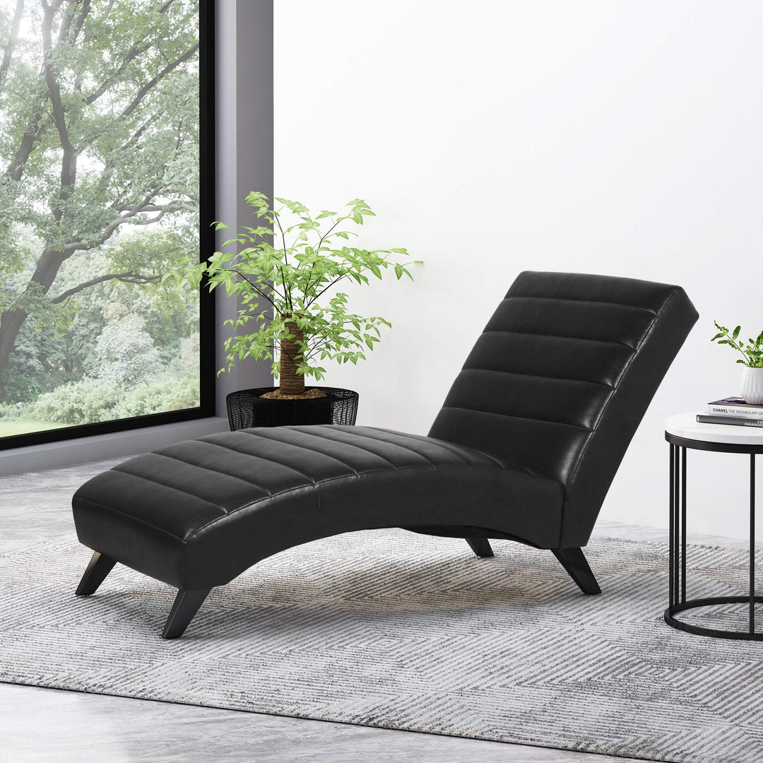 Christopher Knight Home Stillmore Chaise Lounge Midnight Black + Dark Brown - Diamond Home USA
