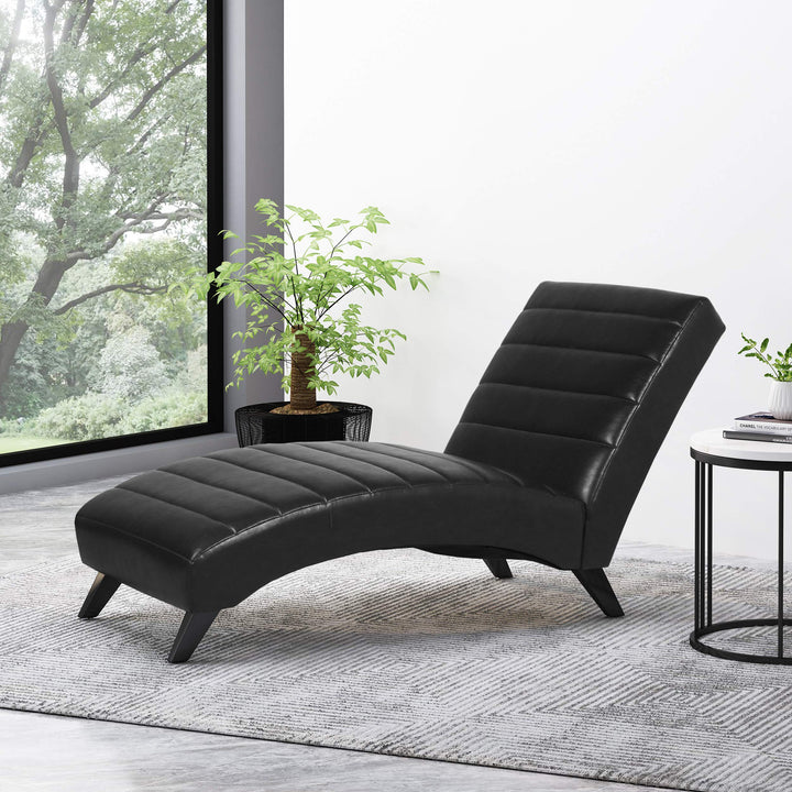 Christopher Knight Home Stillmore Chaise Lounge Midnight Black + Dark Brown - Diamond Home USA