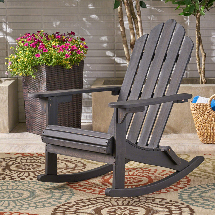 Christopher Knight Home Cara Outdoor Adirondack Acacia Wood Rocking Chair Dark