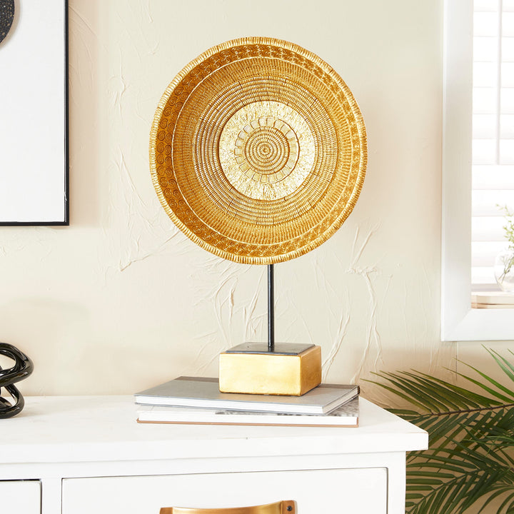 Gold Polystone Glam Sculpture 20 X 13 6 Abstract Polyresin